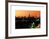 Skyline of the Skyscrapers of Manhattan by Orange Night from Brooklyn-Philippe Hugonnard-Framed Art Print