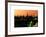 Skyline of the Skyscrapers of Manhattan by Orange Night from Brooklyn-Philippe Hugonnard-Framed Art Print