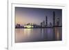 Skyline of Tianhe at dusk, Guangzhou, Guangdong, China, Asia-Ian Trower-Framed Photographic Print