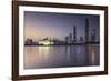 Skyline of Tianhe at dusk, Guangzhou, Guangdong, China, Asia-Ian Trower-Framed Photographic Print
