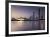 Skyline of Tianhe at dusk, Guangzhou, Guangdong, China, Asia-Ian Trower-Framed Photographic Print