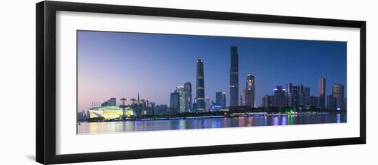 Skyline of Tianhe at dusk, Guangzhou, Guangdong, China-Ian Trower-Framed Photographic Print