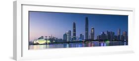 Skyline of Tianhe at dusk, Guangzhou, Guangdong, China-Ian Trower-Framed Photographic Print