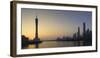 Skyline of Tianhe at sunset, Guangzhou, Guangdong, China, Asia-Ian Trower-Framed Photographic Print