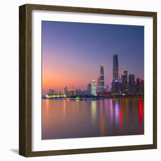 Skyline of Tianhe at sunset, Guangzhou, Guangdong, China-Ian Trower-Framed Photographic Print