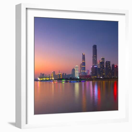 Skyline of Tianhe at sunset, Guangzhou, Guangdong, China-Ian Trower-Framed Photographic Print