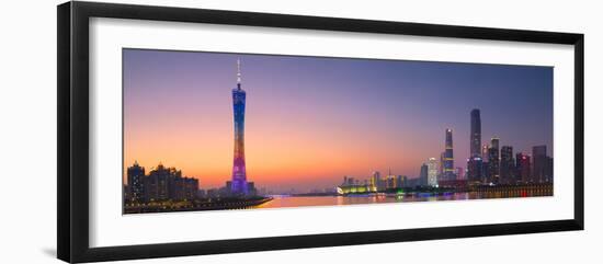 Skyline of Tianhe at sunset, Guangzhou, Guangdong, China-Ian Trower-Framed Photographic Print