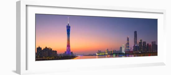 Skyline of Tianhe at sunset, Guangzhou, Guangdong, China-Ian Trower-Framed Photographic Print