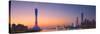 Skyline of Tianhe at sunset, Guangzhou, Guangdong, China-Ian Trower-Stretched Canvas