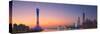 Skyline of Tianhe at sunset, Guangzhou, Guangdong, China-Ian Trower-Stretched Canvas