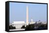 Skyline of Washington DC in Winter, including the Lincoln Memorial, the Washington Monument, and Th-1photo-Framed Stretched Canvas