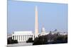 Skyline of Washington DC in Winter, including the Lincoln Memorial, the Washington Monument, and Th-1photo-Mounted Photographic Print