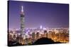 Skyline of Xinyi District in Downtown Taipei, Taiwan.-SeanPavonePhoto-Stretched Canvas
