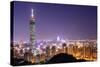 Skyline of Xinyi District in Downtown Taipei, Taiwan.-SeanPavonePhoto-Stretched Canvas