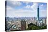 Skyline of Xinyi District in Downtown Taipei, Taiwan.-SeanPavonePhoto-Stretched Canvas