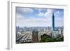 Skyline of Xinyi District in Downtown Taipei, Taiwan.-SeanPavonePhoto-Framed Photographic Print