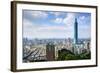 Skyline of Xinyi District in Downtown Taipei, Taiwan.-SeanPavonePhoto-Framed Photographic Print