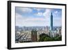 Skyline of Xinyi District in Downtown Taipei, Taiwan.-SeanPavonePhoto-Framed Photographic Print