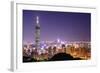 Skyline of Xinyi District in Downtown Taipei, Taiwan.-SeanPavonePhoto-Framed Photographic Print