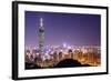 Skyline of Xinyi District in Downtown Taipei, Taiwan.-SeanPavonePhoto-Framed Photographic Print