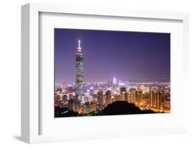 Skyline of Xinyi District in Downtown Taipei, Taiwan.-SeanPavonePhoto-Framed Photographic Print