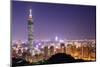 Skyline of Xinyi District in Downtown Taipei, Taiwan.-SeanPavonePhoto-Mounted Photographic Print