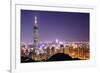 Skyline of Xinyi District in Downtown Taipei, Taiwan.-SeanPavonePhoto-Framed Photographic Print