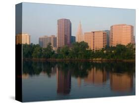 Skyline Reflection in the Connecticut River, Hartford, Connecticut-Jerry & Marcy Monkman-Stretched Canvas