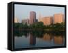Skyline Reflection in the Connecticut River, Hartford, Connecticut-Jerry & Marcy Monkman-Framed Stretched Canvas