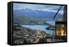 Skyline Restaurant with Lake Wakatipu and the Remarkables at Dusk, Queenstown, Otago-Stuart Black-Framed Stretched Canvas