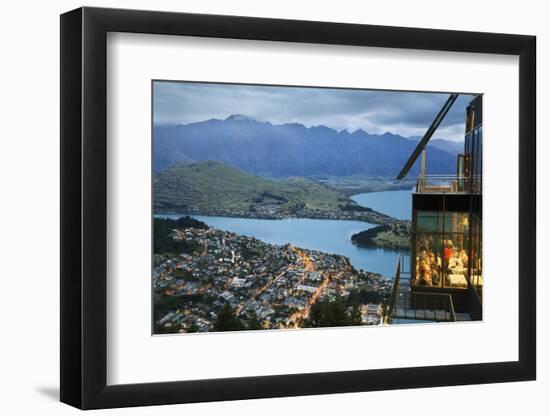 Skyline Restaurant with Lake Wakatipu and the Remarkables at Dusk, Queenstown, Otago-Stuart Black-Framed Photographic Print