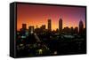 Skyline view at sunset of the state capital of Atlanta, Georgia-null-Framed Stretched Canvas