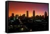 Skyline view at sunset of the state capital of Atlanta, Georgia-null-Framed Stretched Canvas