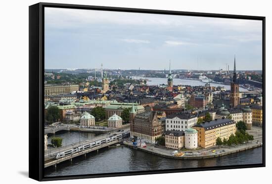 Skyline View over Gamla Stan, Riddarholmen and Riddarfjarden, Stockholm, Sweden-Yadid Levy-Framed Stretched Canvas