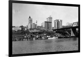 Skyline View - Tacoma, WA-Lantern Press-Framed Art Print