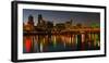 Skyline with City Light at Night, Portland, Multnomah County, Oregon, USA-null-Framed Photographic Print