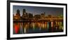 Skyline with City Light at Night, Portland, Multnomah County, Oregon, USA-null-Framed Photographic Print