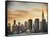 Skyline with Empire State Building at Sunset-Philippe Hugonnard-Framed Stretched Canvas