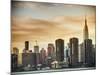 Skyline with Empire State Building at Sunset-Philippe Hugonnard-Mounted Photographic Print