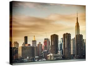 Skyline with Empire State Building at Sunset-Philippe Hugonnard-Stretched Canvas