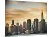 Skyline with Empire State Building at Sunset-Philippe Hugonnard-Mounted Photographic Print