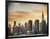 Skyline with Empire State Building at Sunset-Philippe Hugonnard-Framed Photographic Print