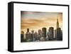 Skyline with Empire State Building at Sunset-Philippe Hugonnard-Framed Stretched Canvas