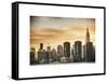 Skyline with Empire State Building at Sunset-Philippe Hugonnard-Framed Stretched Canvas