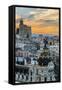 Skyline with Metropolis Building and Gran Via Street at Sunset, Madrid, Comunidad De Madrid, Spain-Stefano Politi Markovina-Framed Stretched Canvas