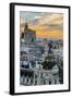 Skyline with Metropolis Building and Gran Via Street at Sunset, Madrid, Comunidad De Madrid, Spain-Stefano Politi Markovina-Framed Photographic Print