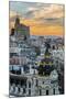 Skyline with Metropolis Building and Gran Via Street at Sunset, Madrid, Comunidad De Madrid, Spain-Stefano Politi Markovina-Mounted Photographic Print