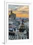 Skyline with Metropolis Building and Gran Via Street at Sunset, Madrid, Comunidad De Madrid, Spain-Stefano Politi Markovina-Framed Photographic Print