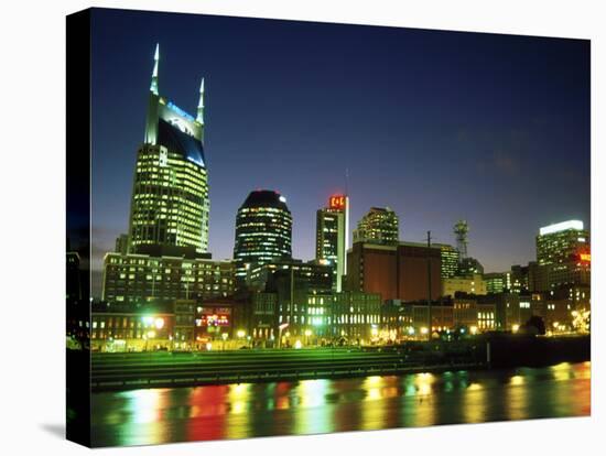 Skyline with Reflection in Cumberland River-Barry Winiker-Stretched Canvas