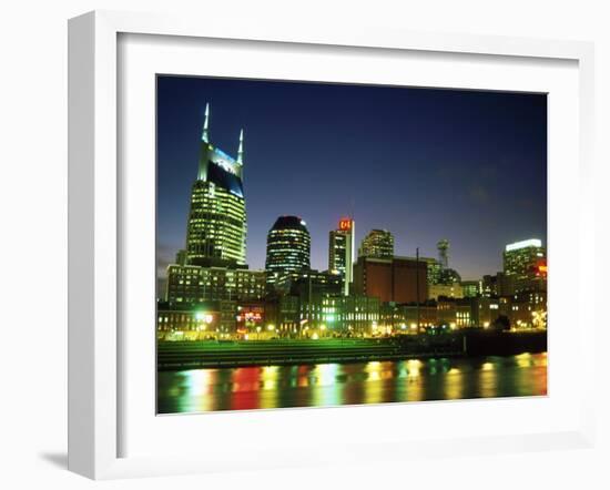 Skyline with Reflection in Cumberland River-Barry Winiker-Framed Premium Photographic Print